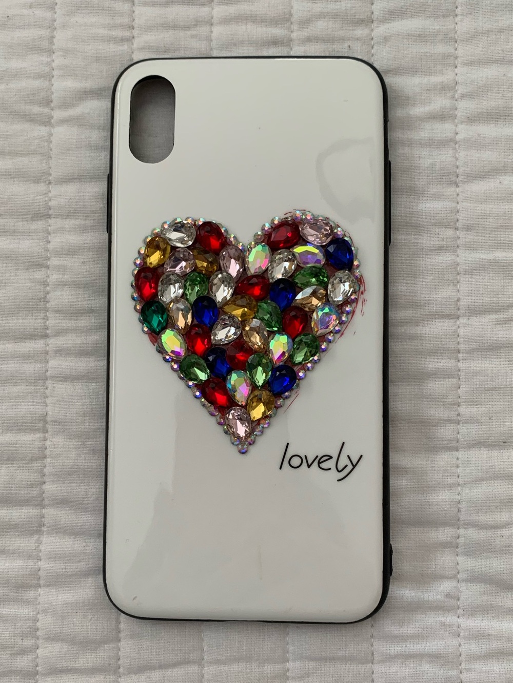 White 'lovely' Jeweled Heart Phone Case
IPhone X or IPhone 10